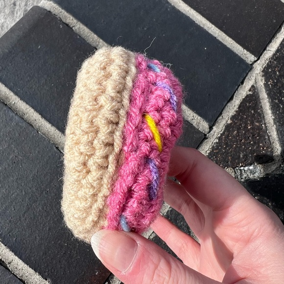 Hand Crocheted Pink Donut with Sprinkles Simpsons Inspired Plushie! - Picture 7 of 9